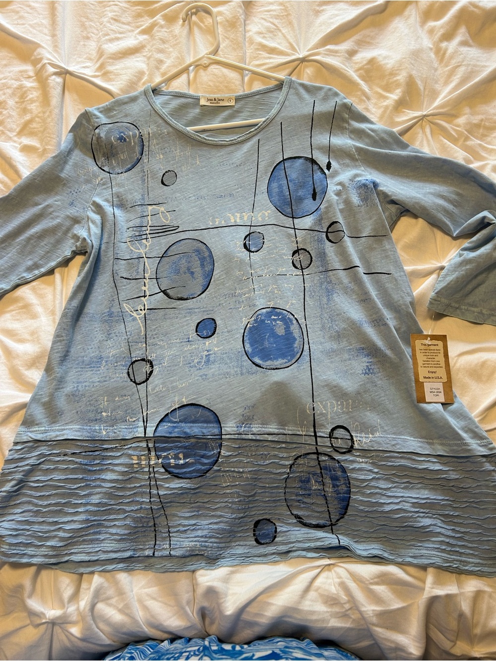Jade & Jill Light Blue Graphic Long Sleeve Women's Top
